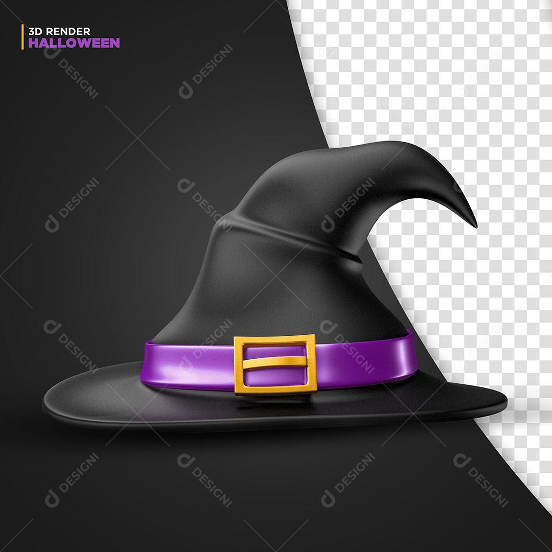 Chapéu de Bruxa Elemento 3D de Halloween Para Composiçao PSD