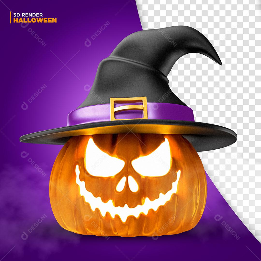 Abóbora de Chápeu Elemento 3D de Halloween Para Composiçao PSD