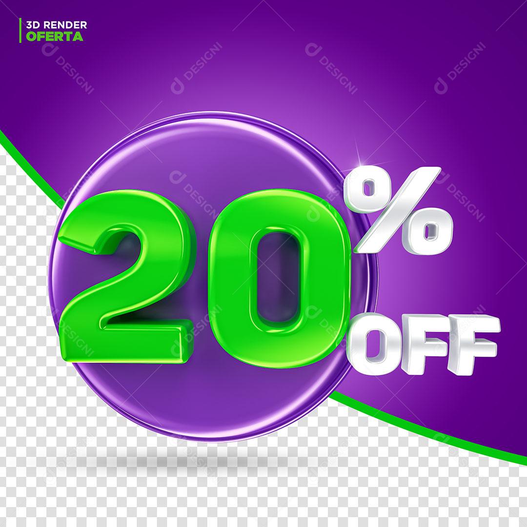 20% Off Elemento 3D Para Composição PSD