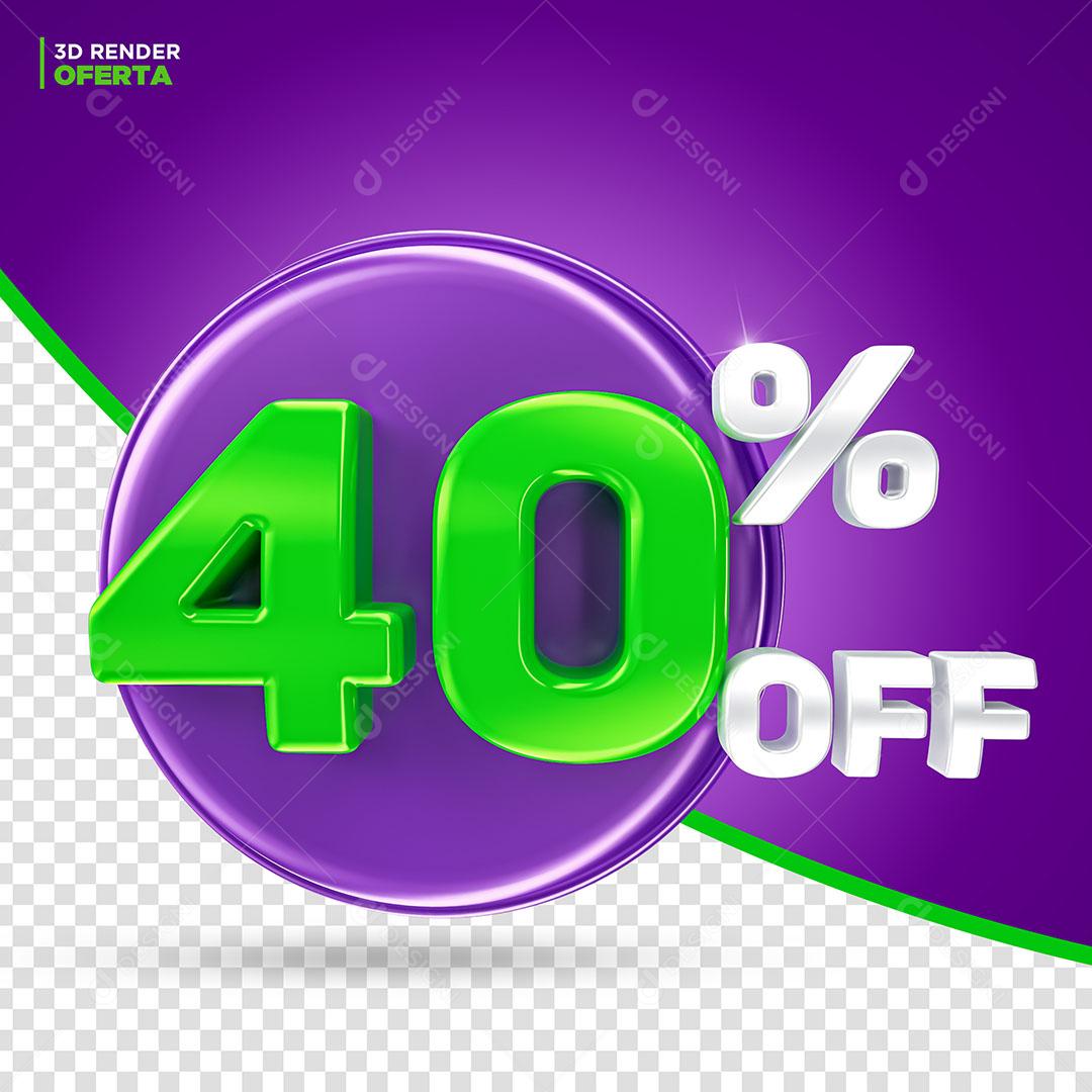 40% Off Elemento 3D Para Composição PSD