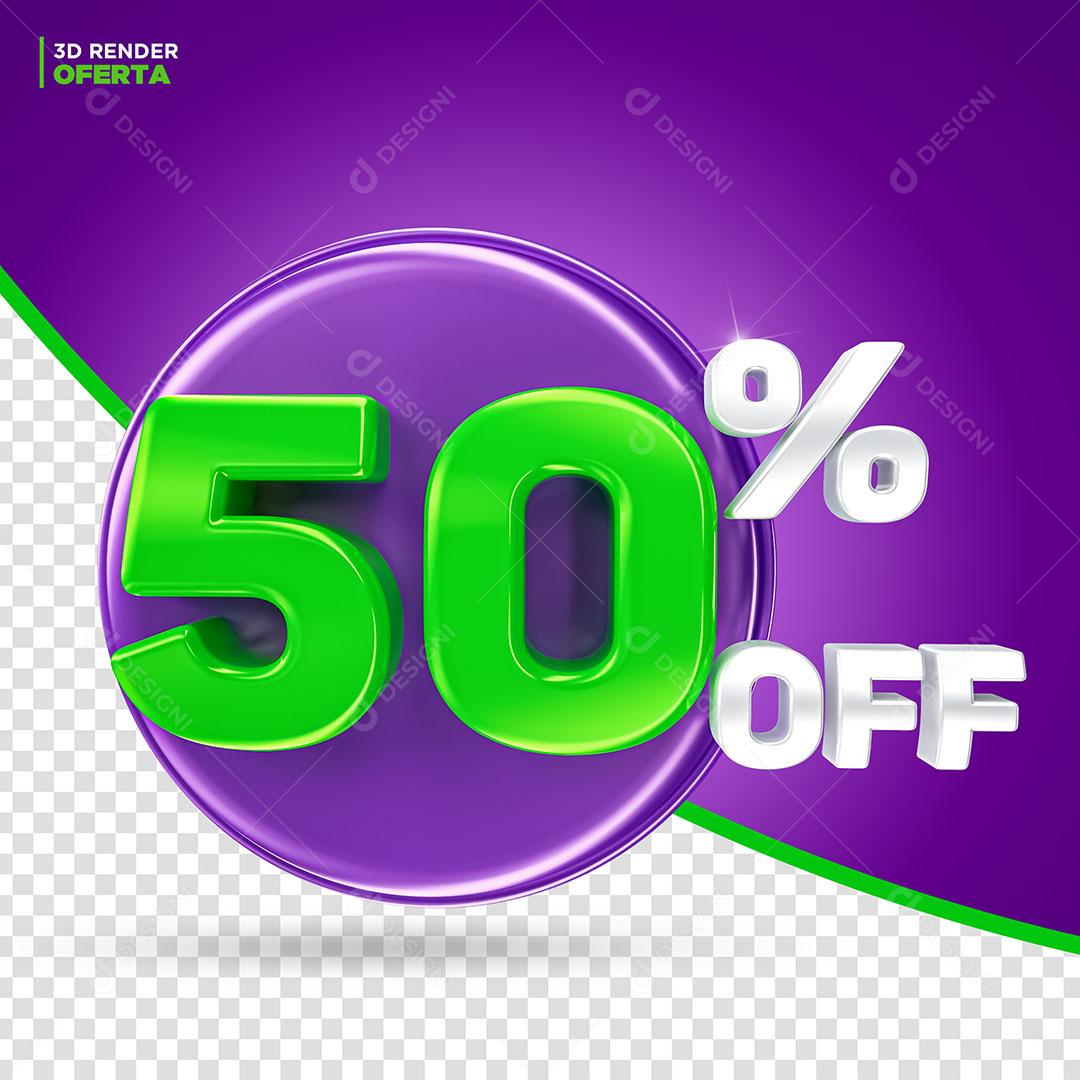 50% Off Elemento 3D Para Composição PSD
