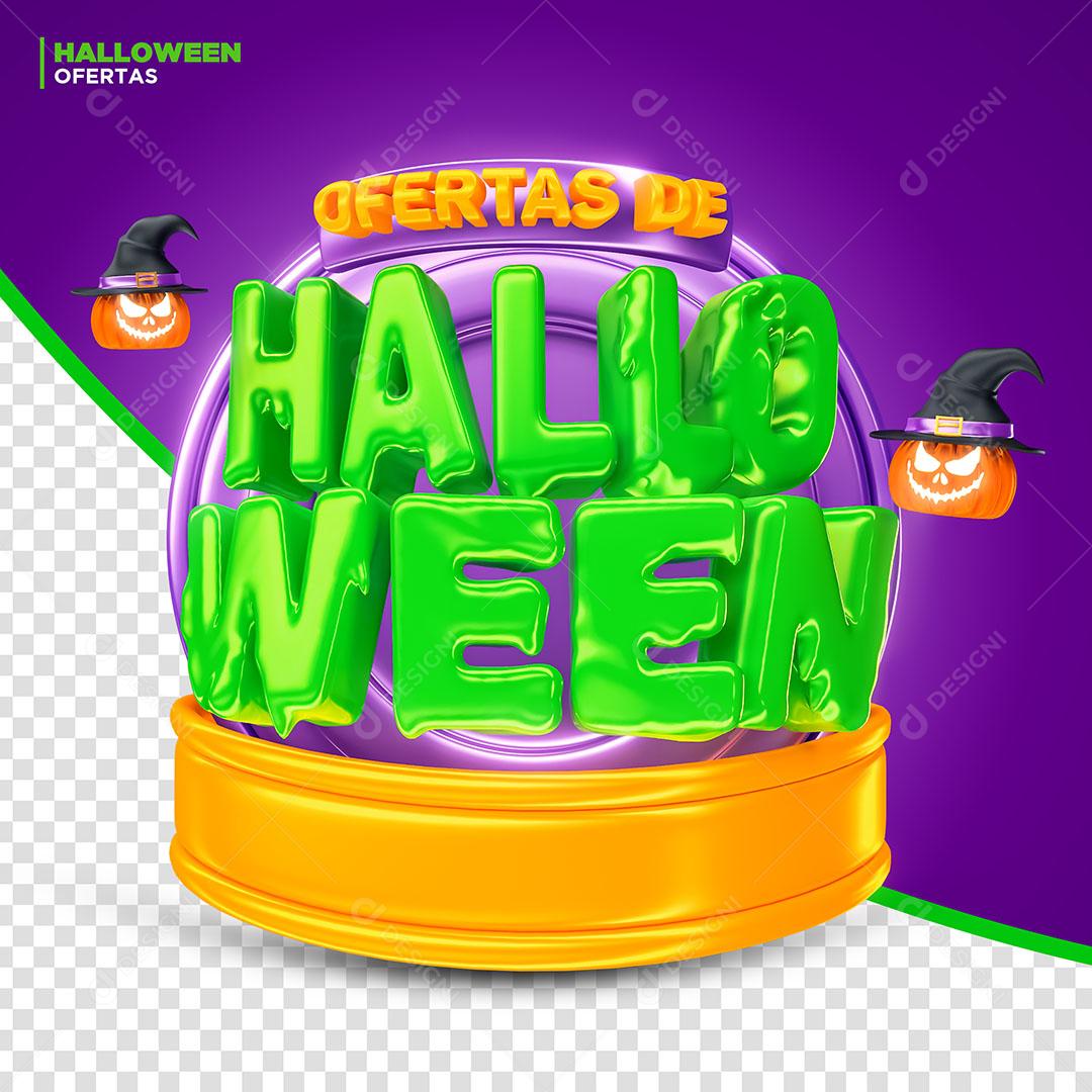 Ofertas de Halloween Selo 3D Para Composição PSD Editável