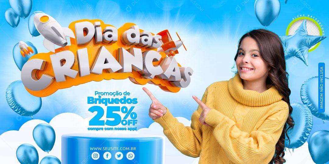 Post Banner Dia Das Crianças Promoção de Brinquedos Social Media PSD Editável