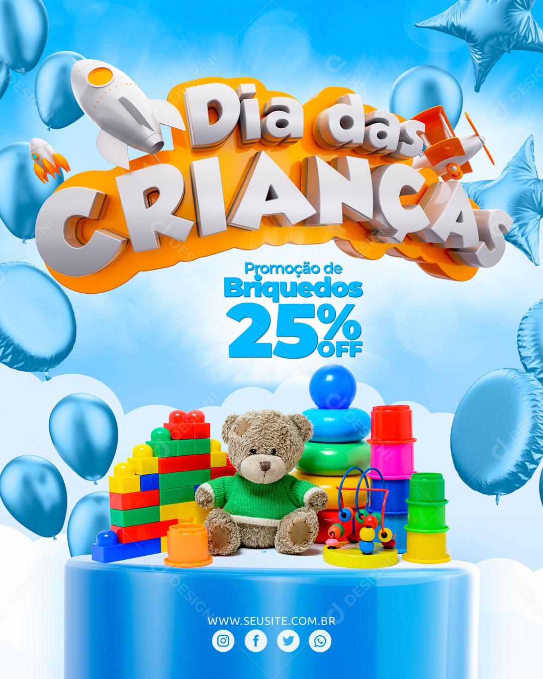 Post Dia Das Crianças Promoção de Brinquedos Social Media PSD Editável