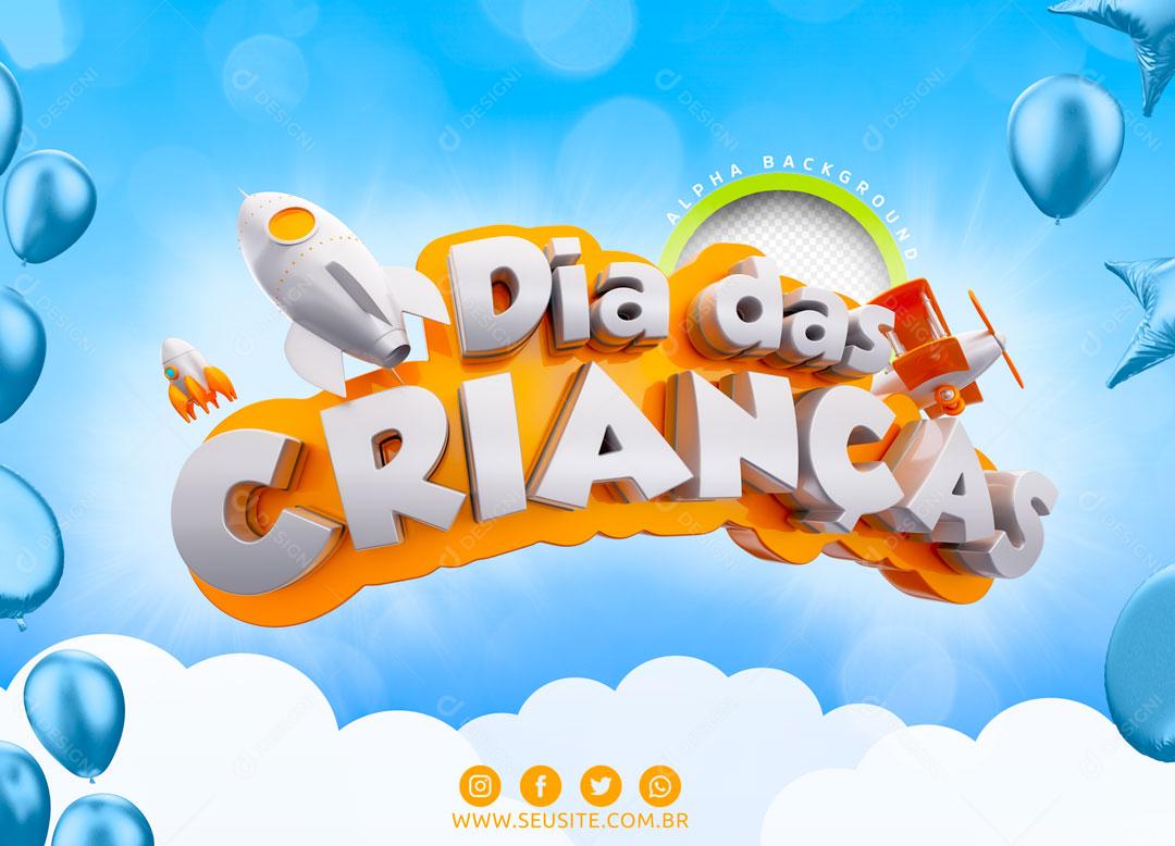 Dia das Crianças Selo 3D Para Composição PSD Editável