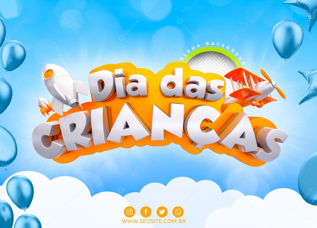 Dia das Crianças Selo 3D Para Composição PSD Editável