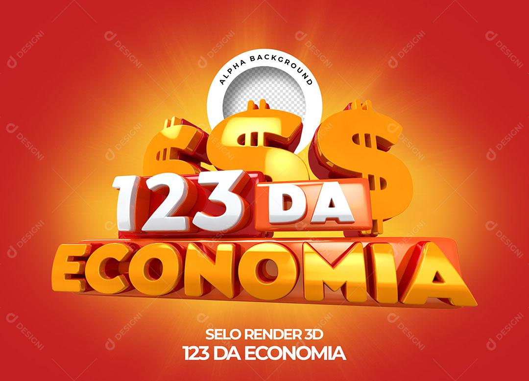 123 da Economia Selo 3D Para Composição PNG Transparente