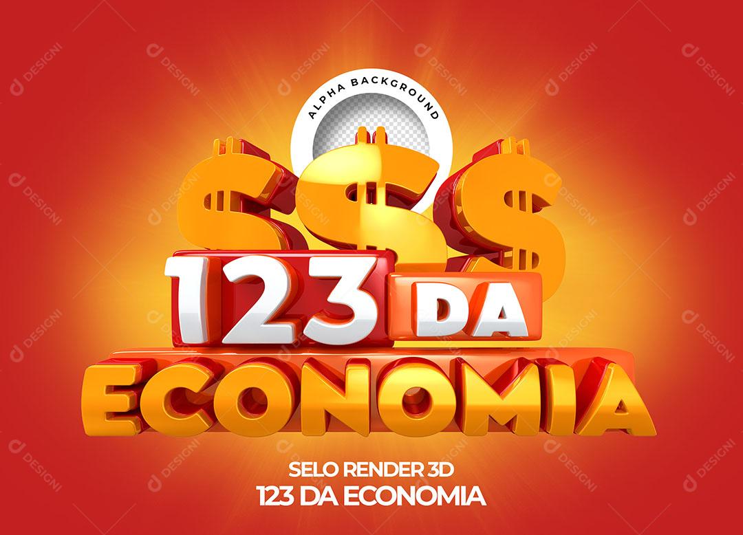 123 da Economia Selo 3D Para Composição PNG Transparente