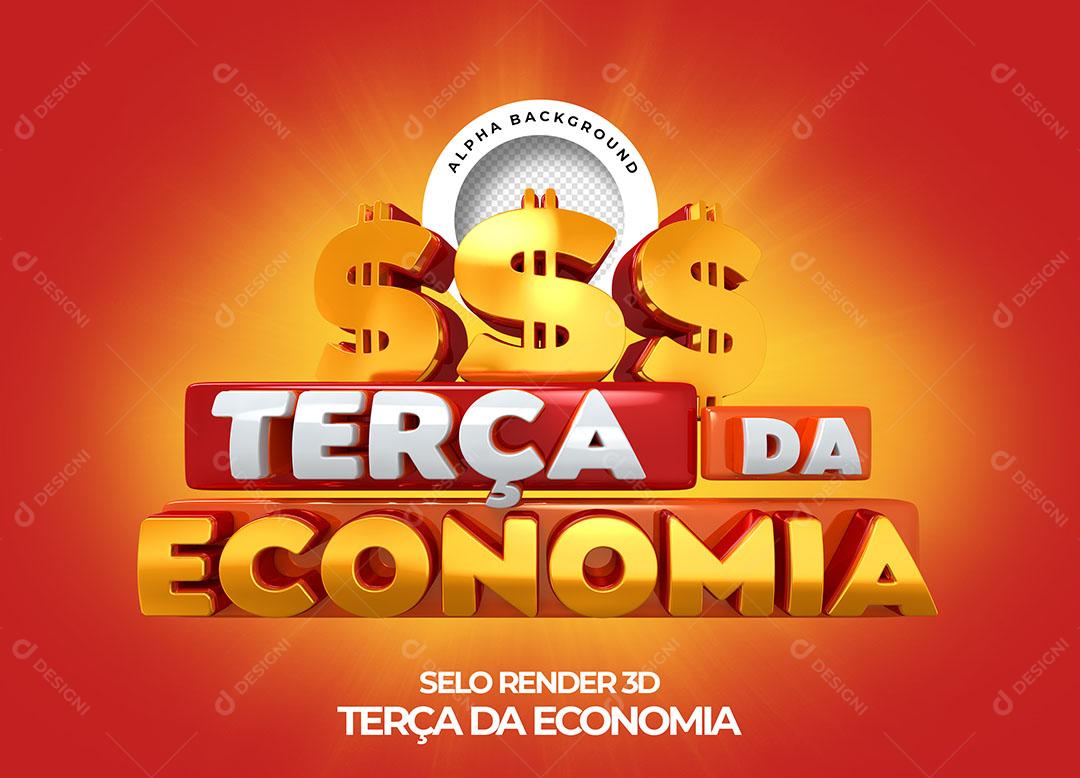Terça da Economia Selo 3D Para Composição PNG Transparente