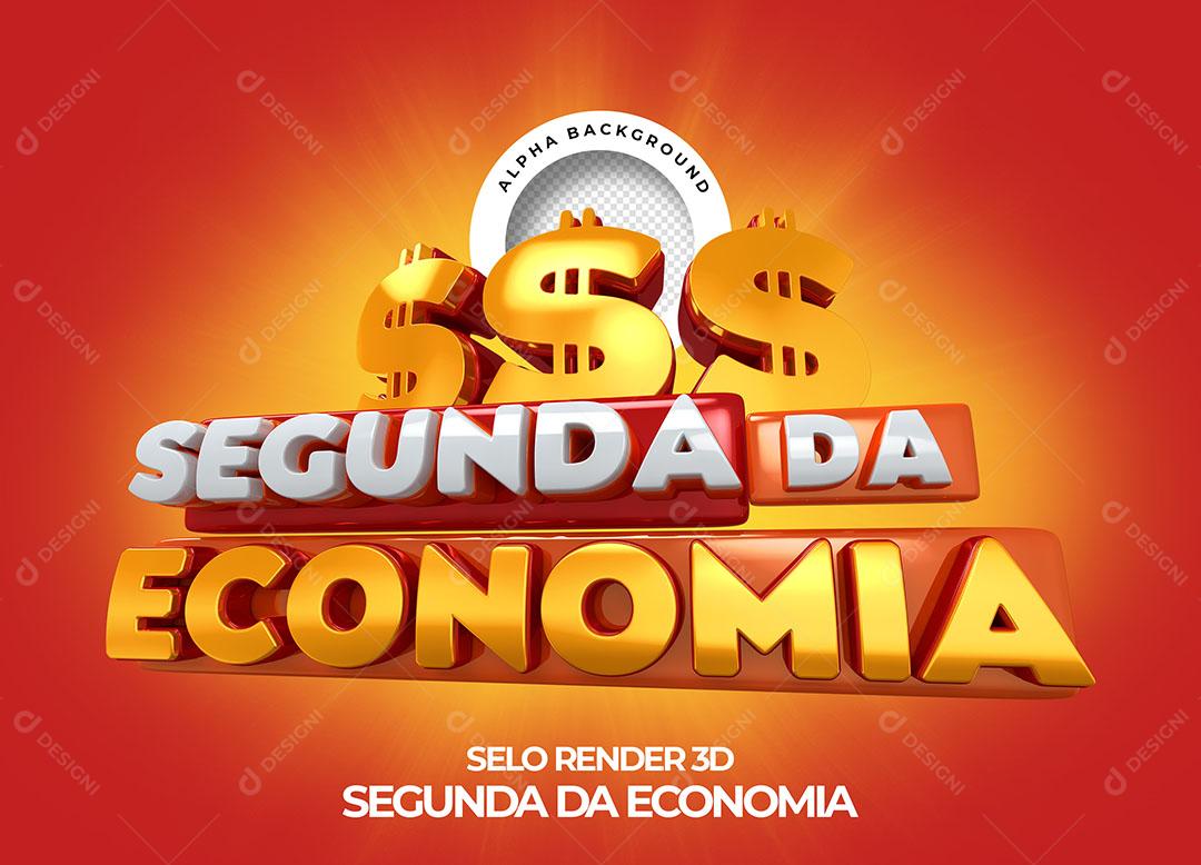 Segunda da Economia Selo 3D Para Composição PNG Transparente