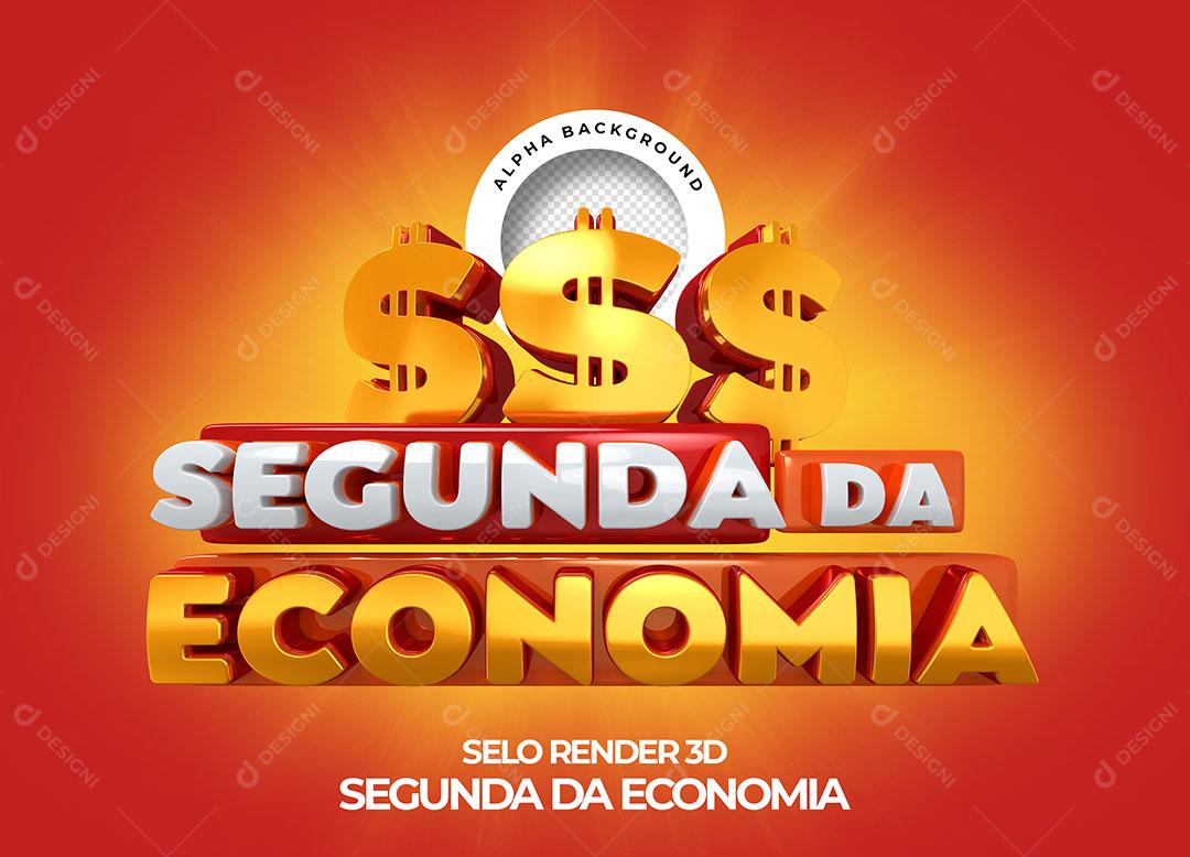 Segunda da Economia Selo 3D Para Composição PNG Transparente