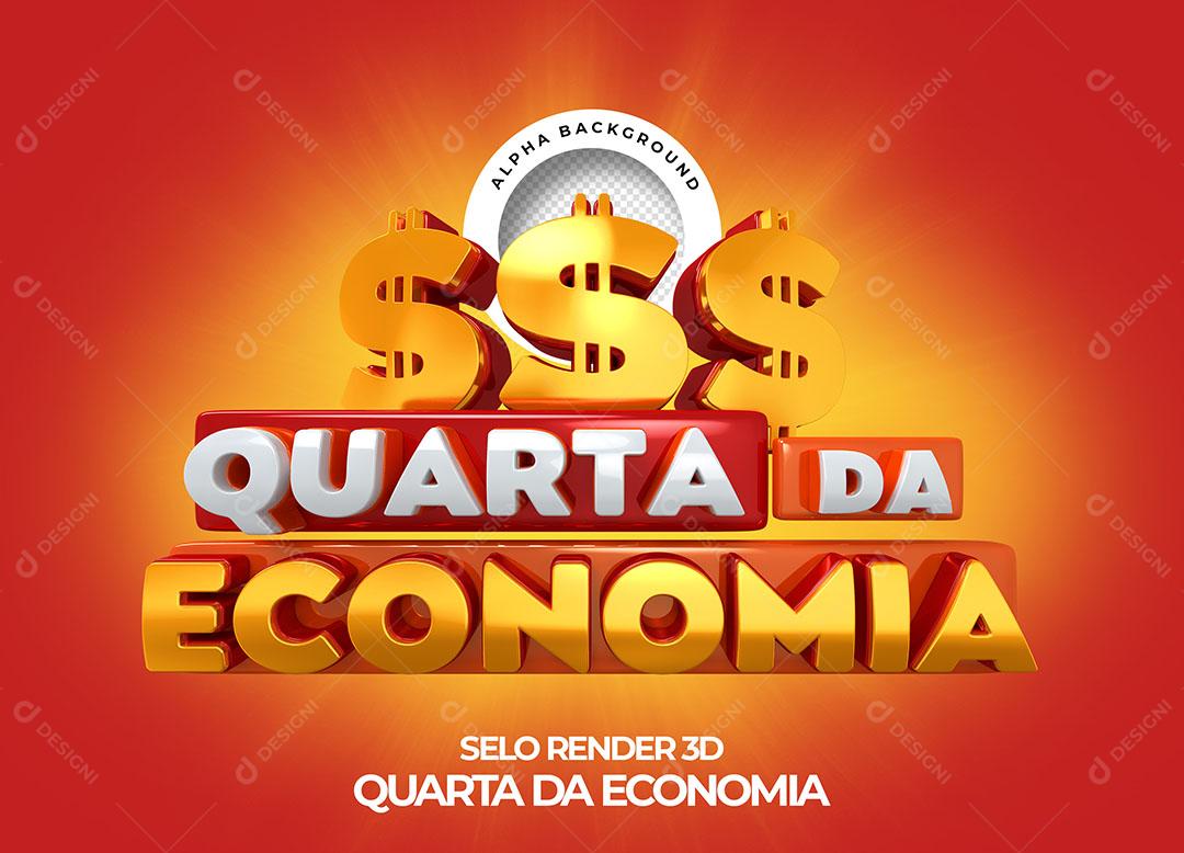 Quarta da Economia Selo 3D Para Composição PNG Transparente