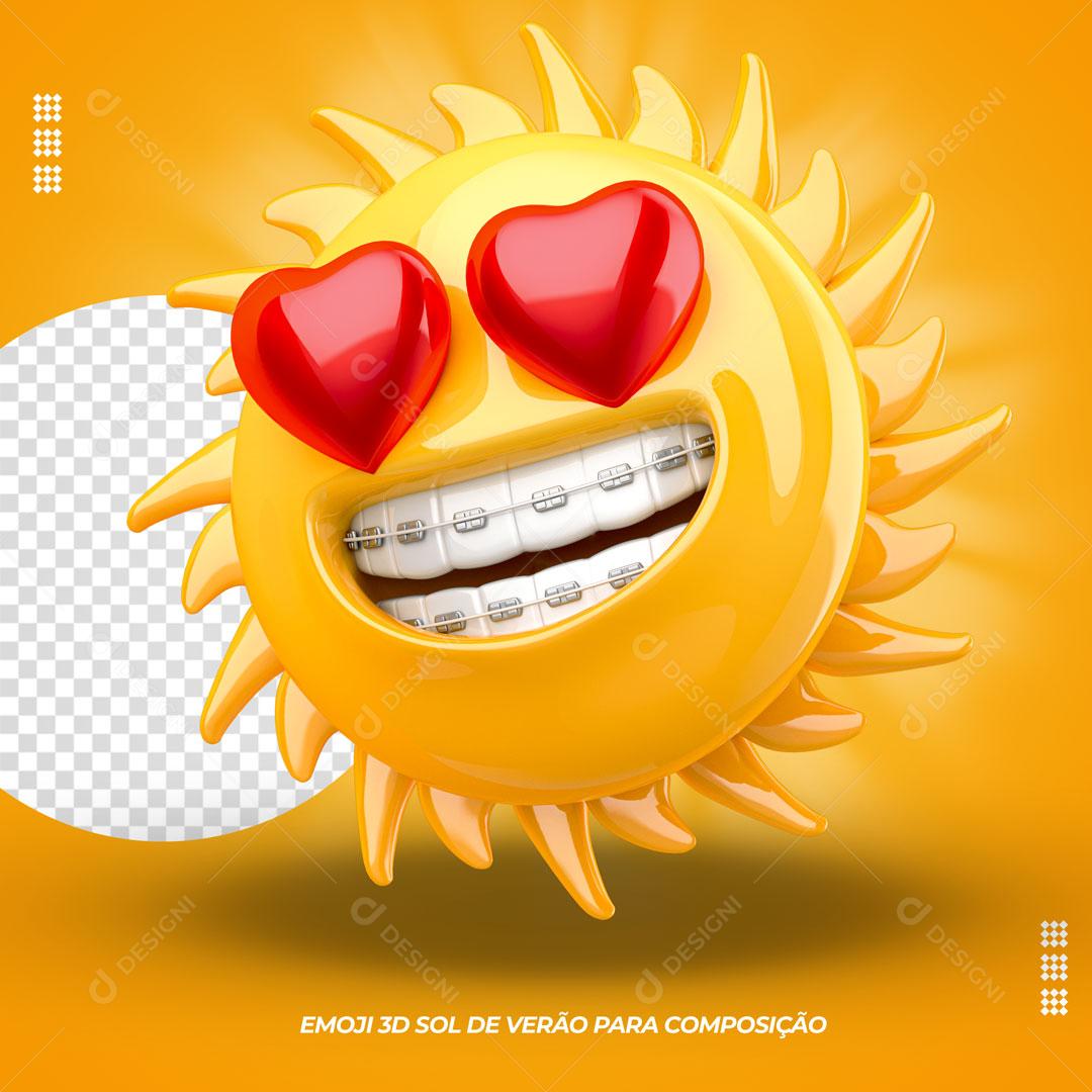 Emoji 3D Sol de Verão Para Composição PSD Editável