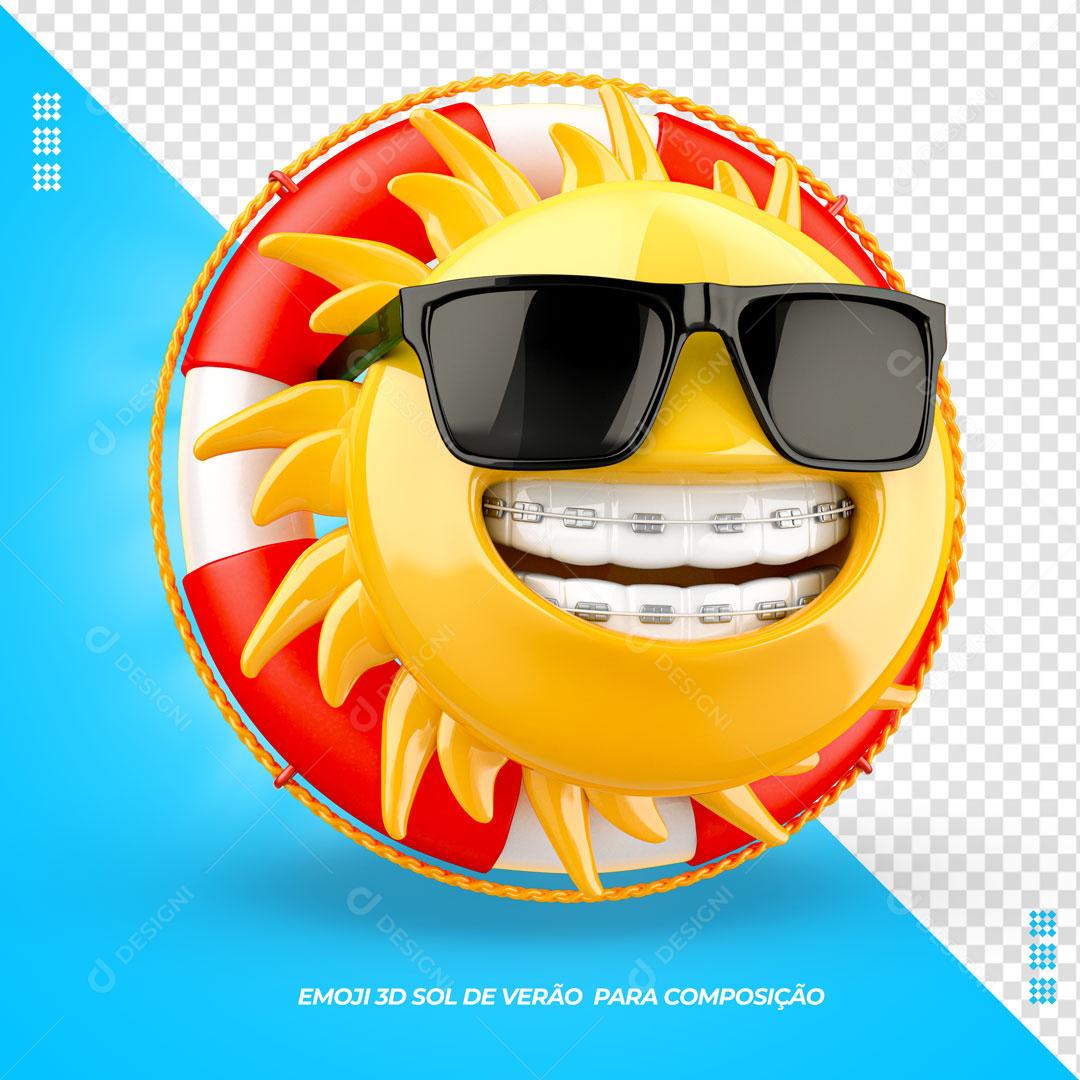 Boia Salva Vida e Emoji Sol de Verão Elemento Para Composição PSD