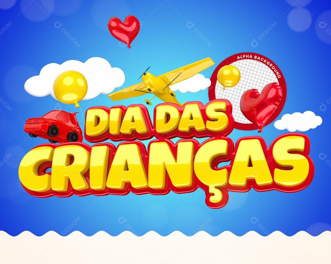 Dia das Crianças Selo 3D Para Composição PSD Editável