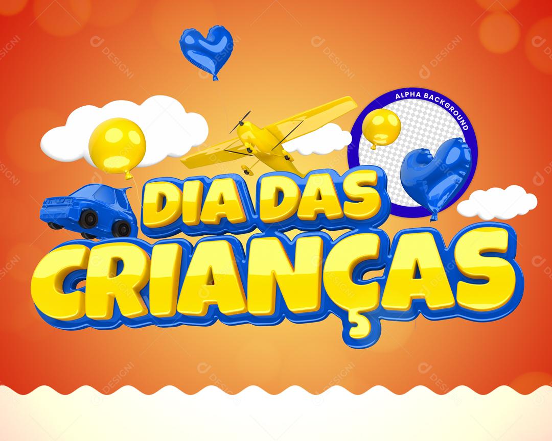 Dia Das Crianças Selo 3D Para Composição PSD Editável