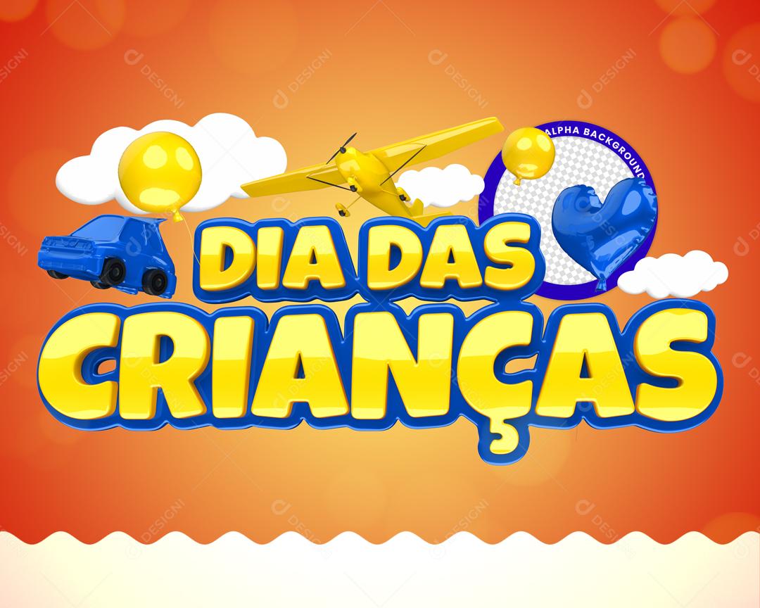 Dia das Crianças Selo 3D Para Composição PSD Editável