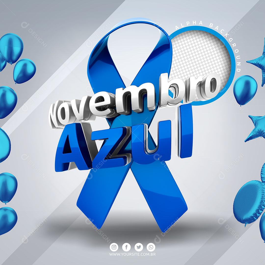 Novembro Azul Selo 3D Para Composição PSD Editável