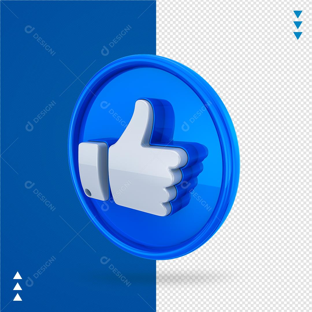 Elemento 3D para Composição Like Facebook PNG Transparente Sem Fundo