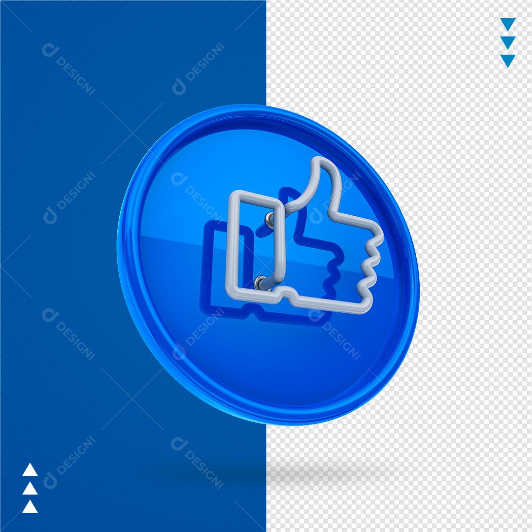 Elemento 3D para Composição Like Facebook PNG Transparente Sem Fundo