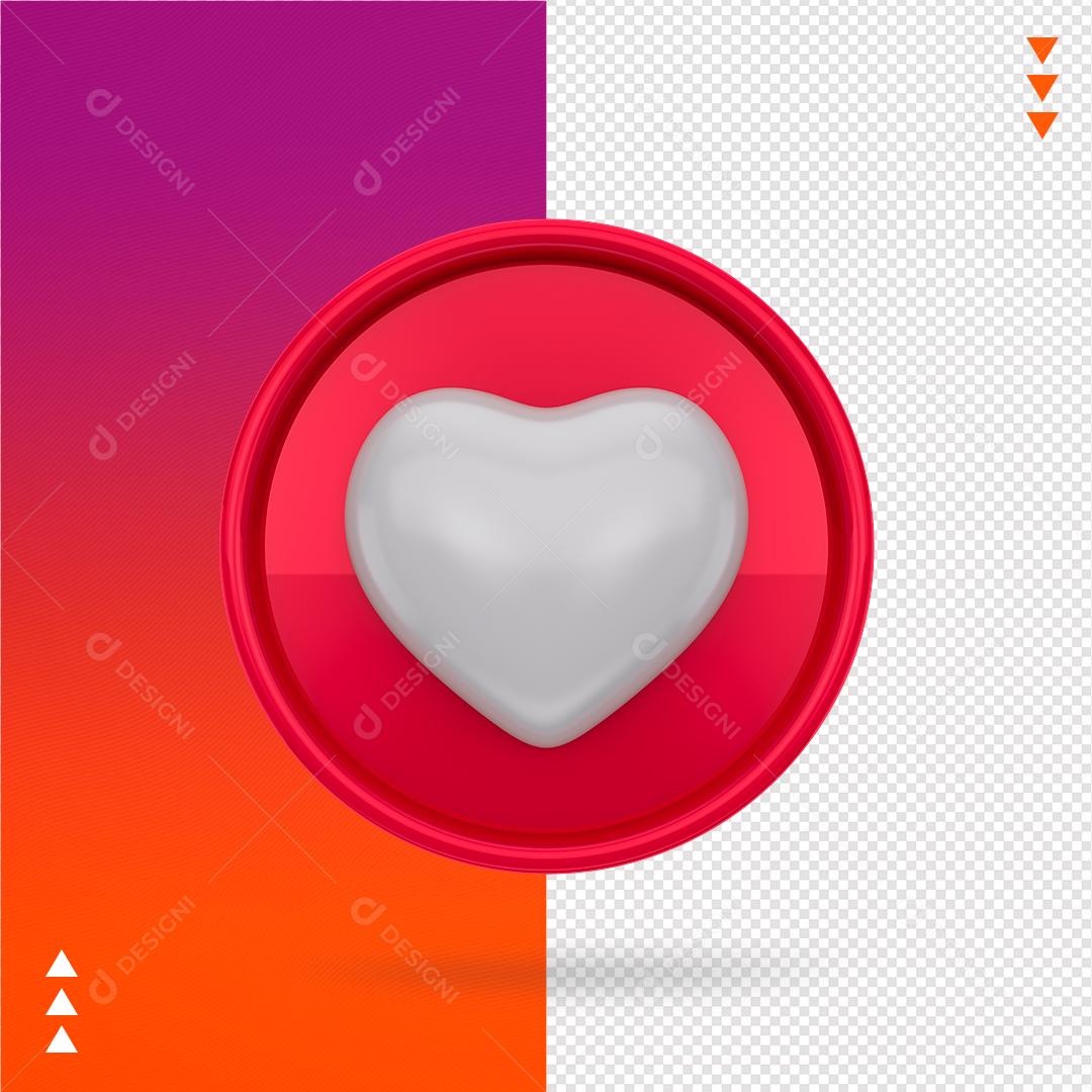 Elemento 3D para Composição Like Instagram PNG Transparente Sem Fundo