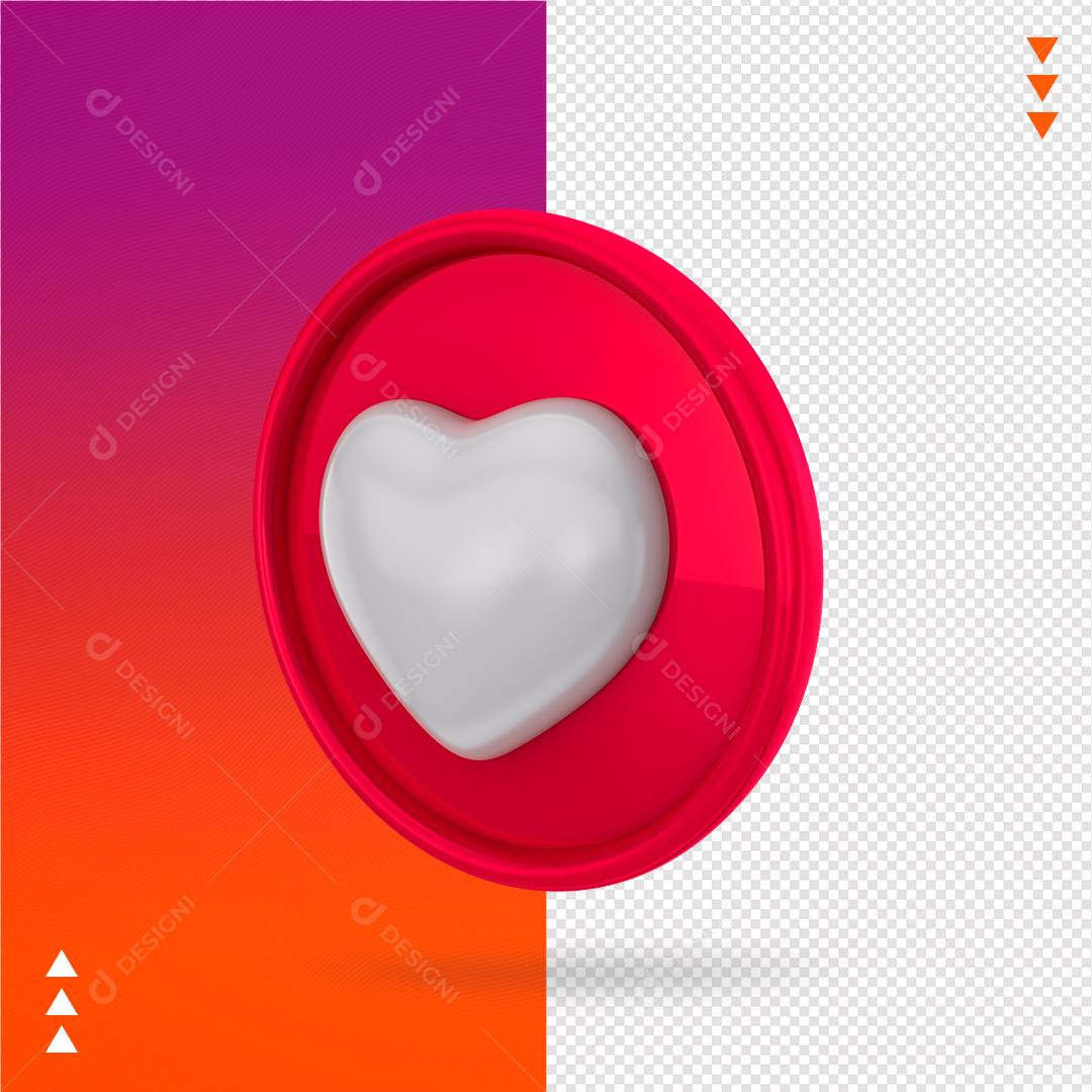 Elemento 3D para Composição Like Instagram PNG Transparente Sem Fundo