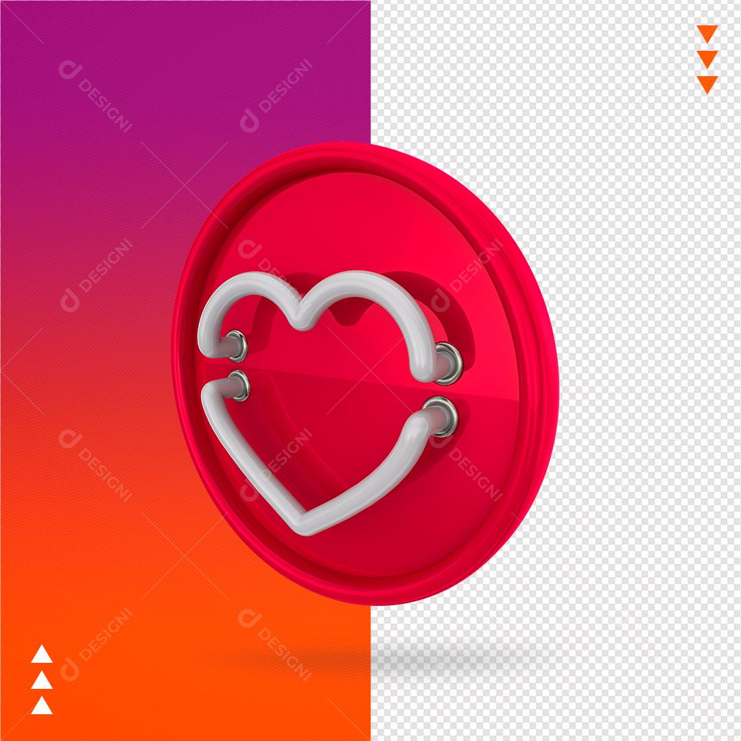 Elemento 3D para Composição Like Instagram PNG Transparente Sem Fundo