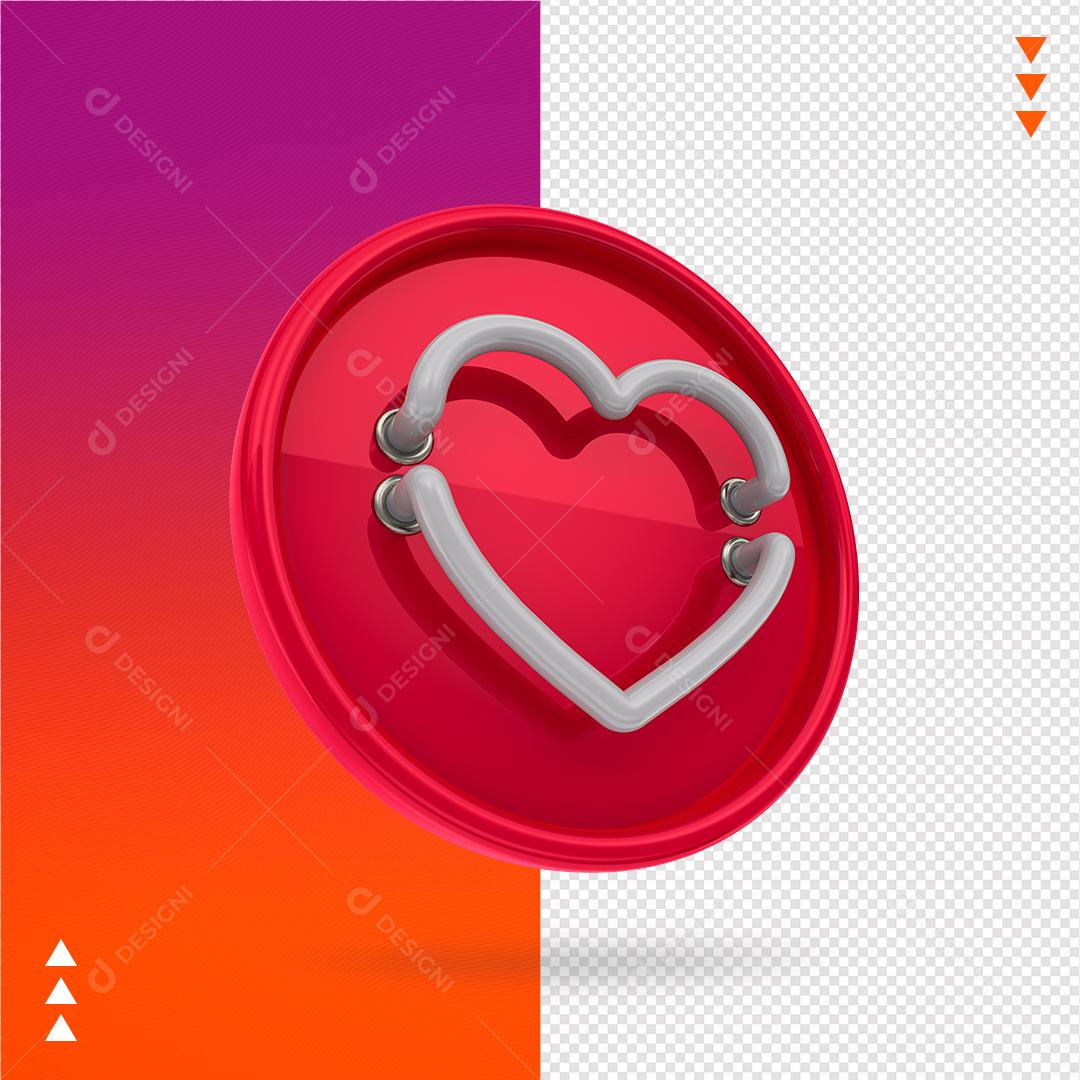 Elemento 3D para Composição Like Instagram PNG Transparente Sem Fundo