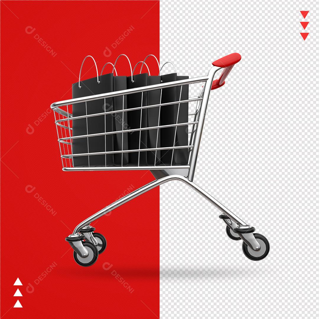 Elemento 3D Carrinho de Compras Cheio PNG Transparente Sem Fundo