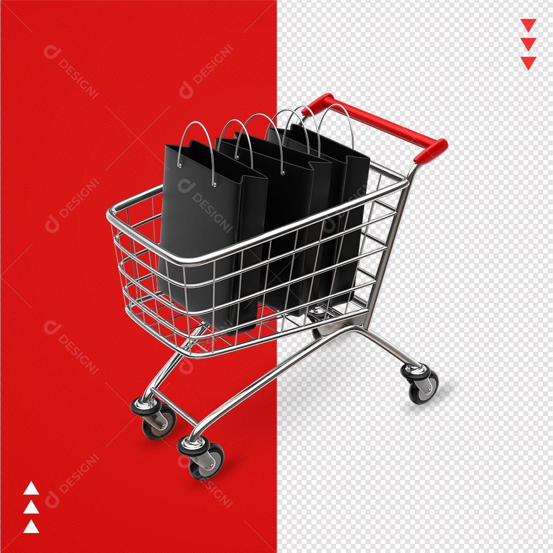 Elemento 3D Carrinho de Compras Cheio PNG Transparente Sem Fundo
