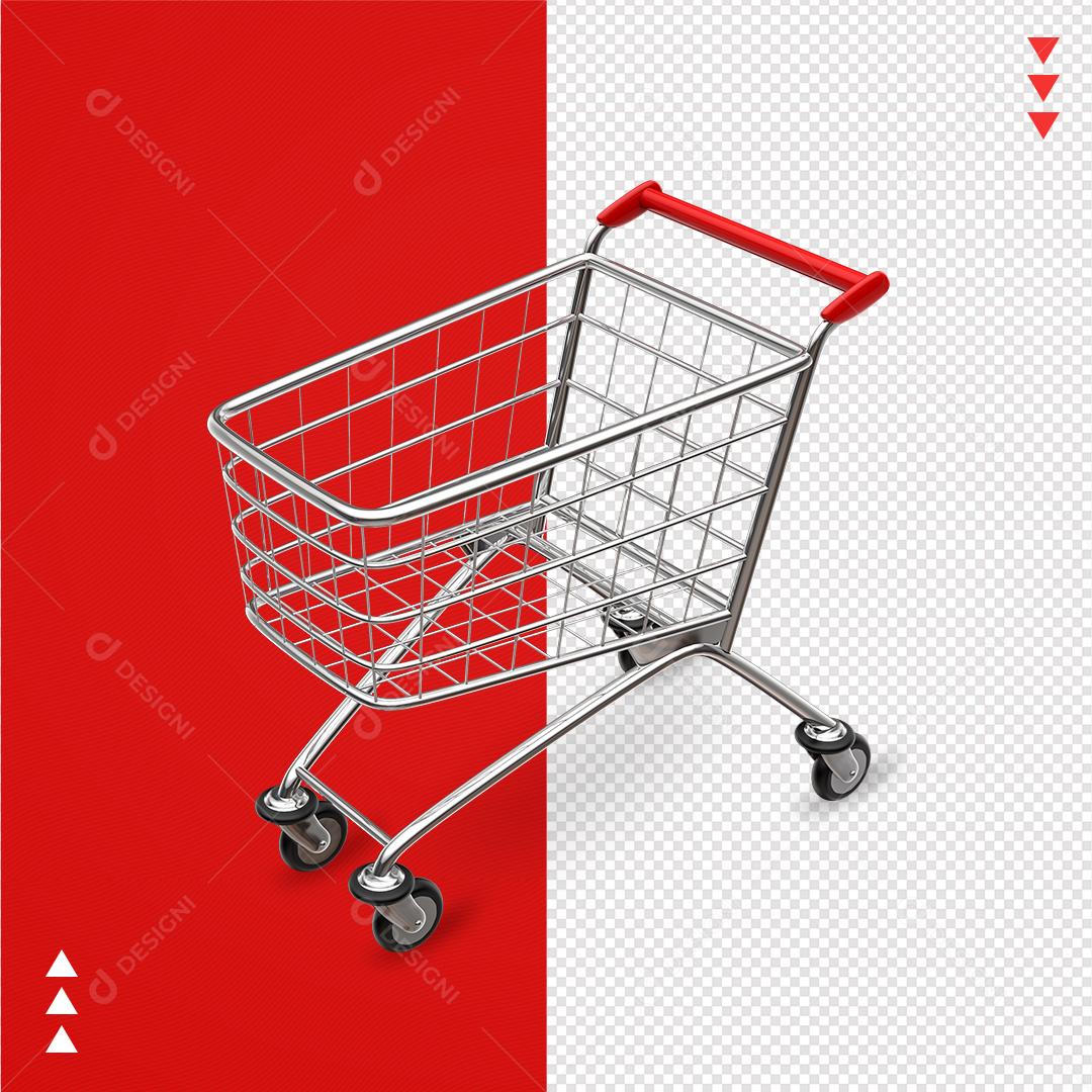 Elemento 3D Carrinho de Compras Vazio PNG Transparente Sem Fundo