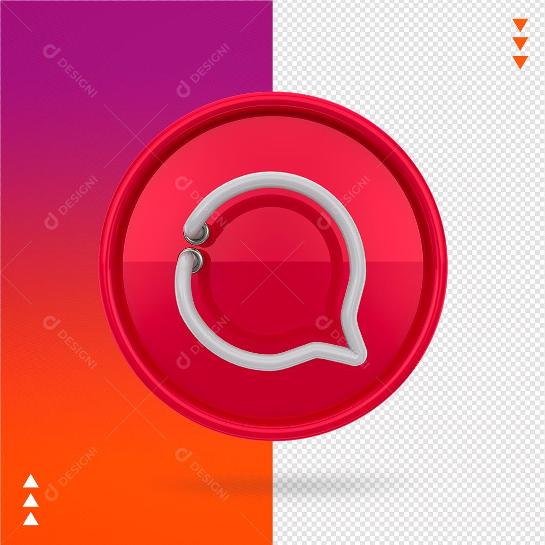 Elemento 3D para Composição Ícone Comentário Instagram PNG Transparente Sem Fundo