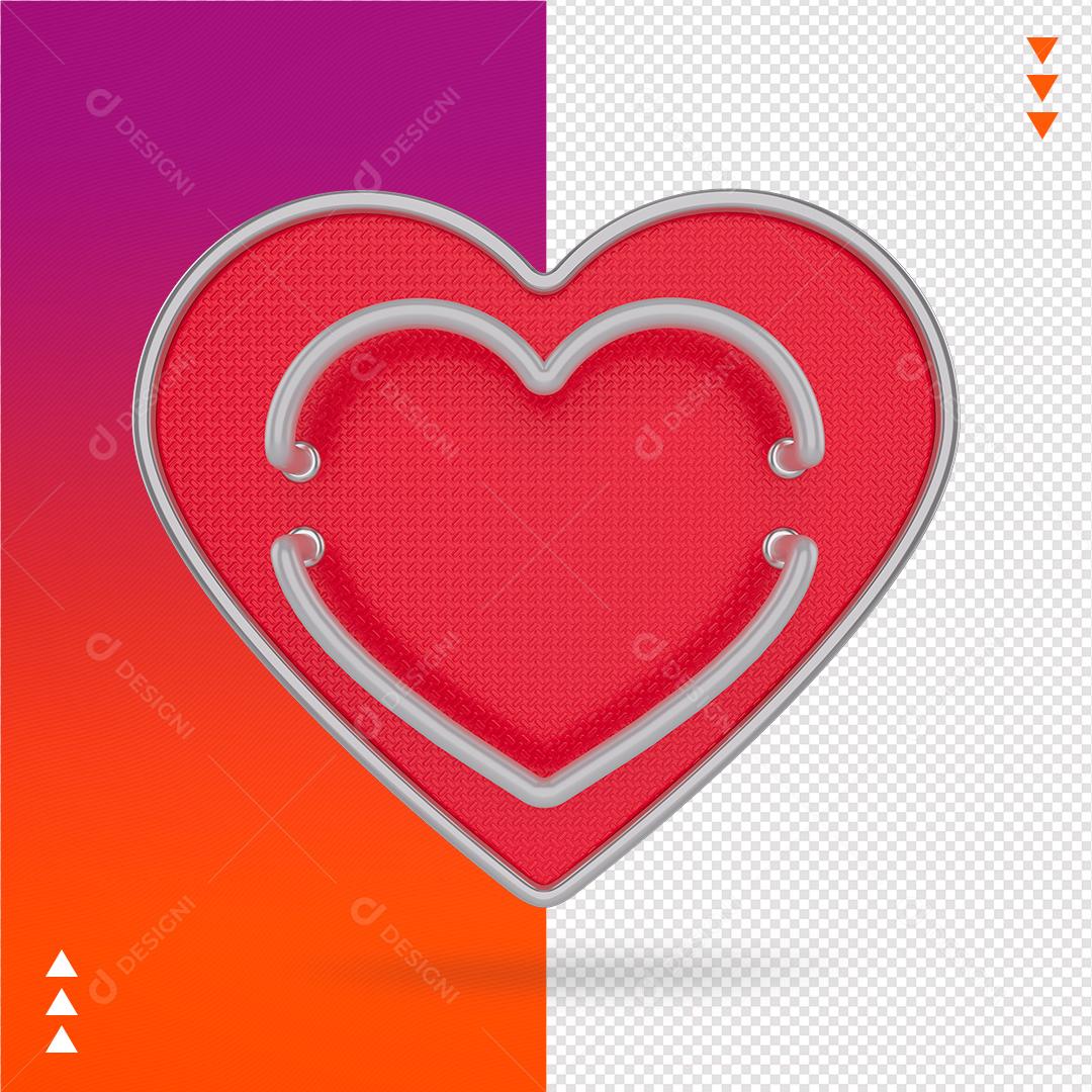 Elemento 3D para Composição Like Instagram Instagram PNG Transparente Sem Fundo