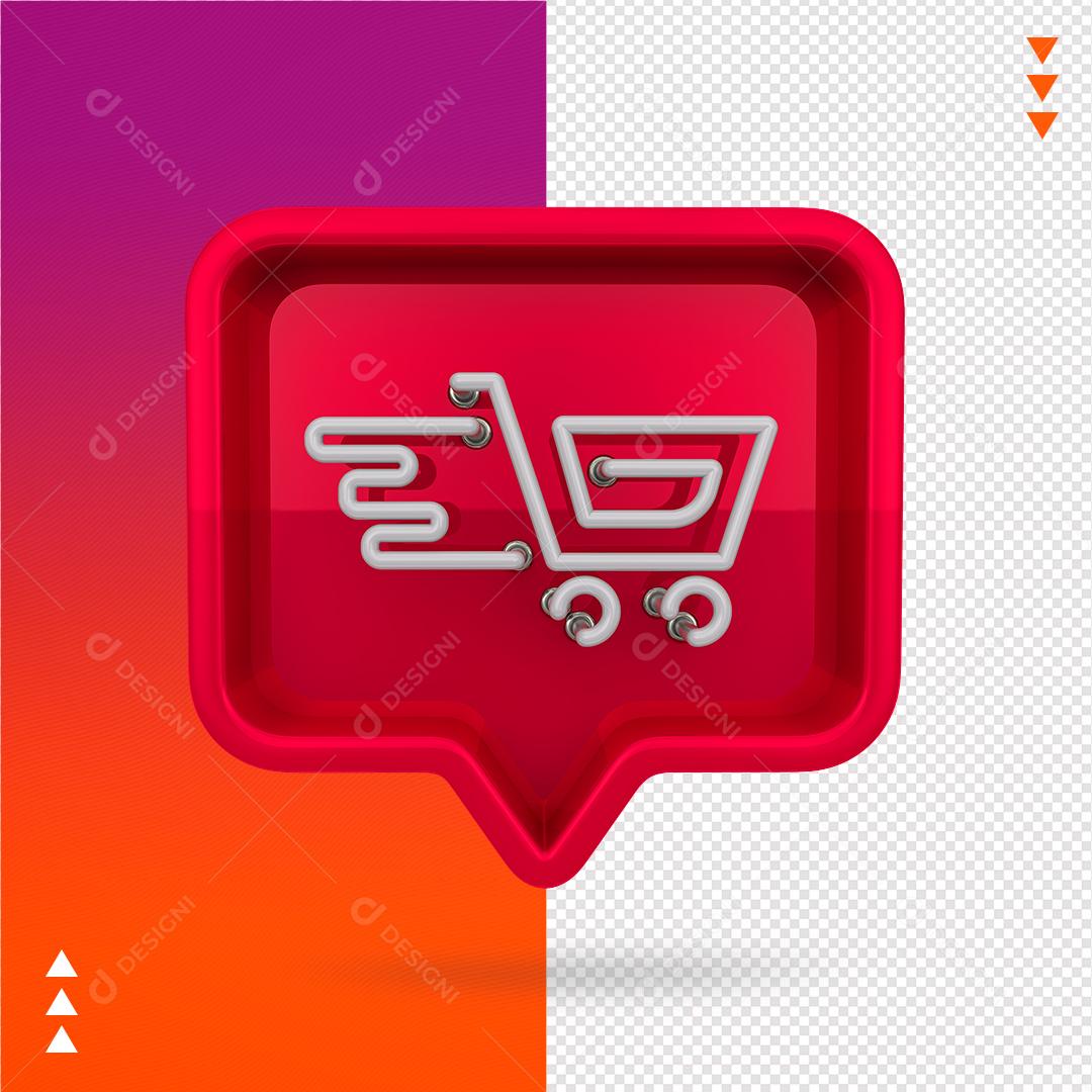 Ícone Carrinho Neon 3D PNG Transparente Sem Fundo