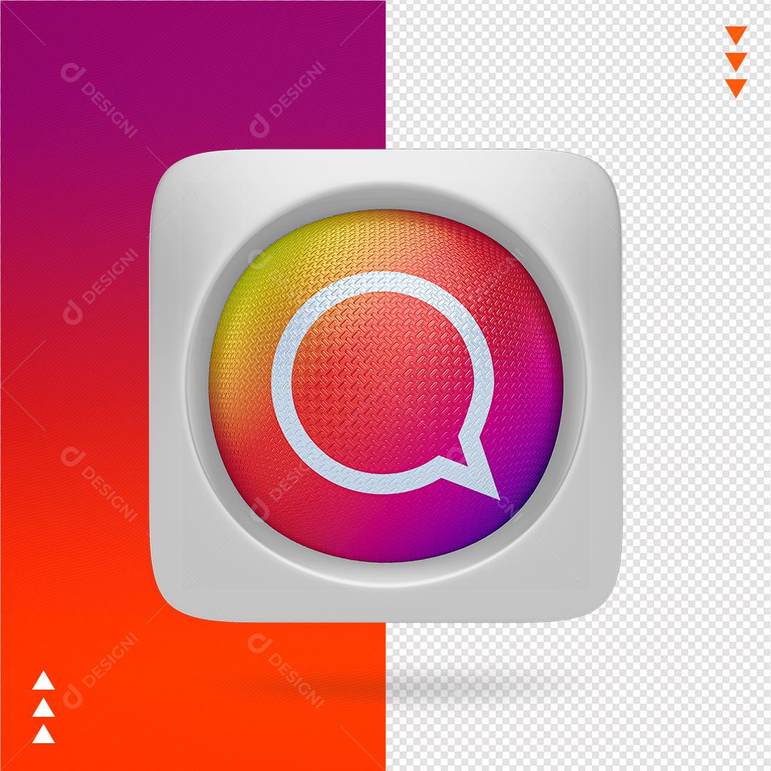Elemento 3D para Composição Ícone Comentário Instagram PNG Transparente Sem Fundo