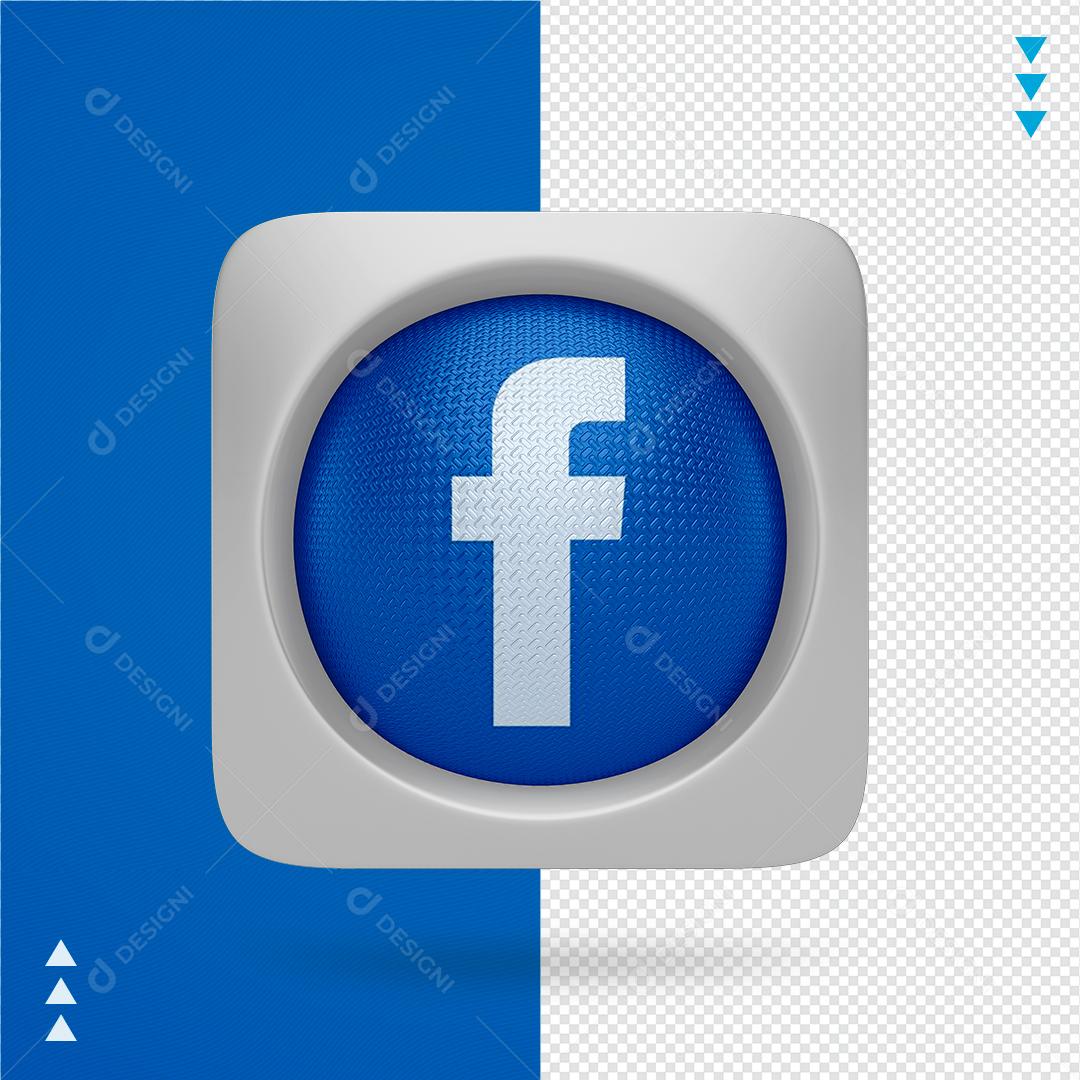 Ícone 3D Facebook para Composição PNG Transparente Sem Fundo