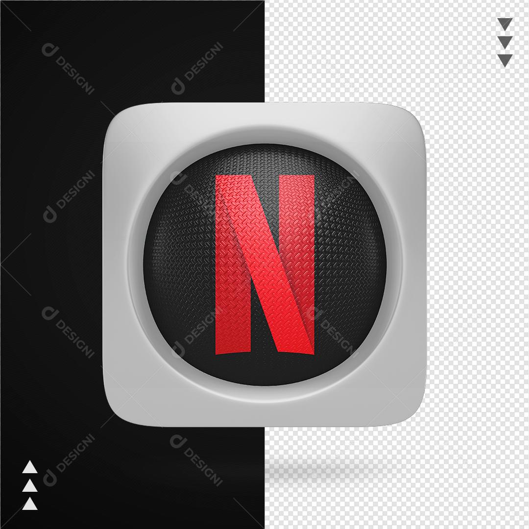Ícone 3D Netflix para Composição PNG Transparente Sem Fundo