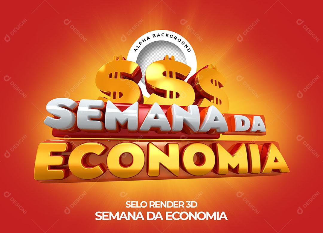 Semana da Economia Selo 3D Para Composição PNG Transparente