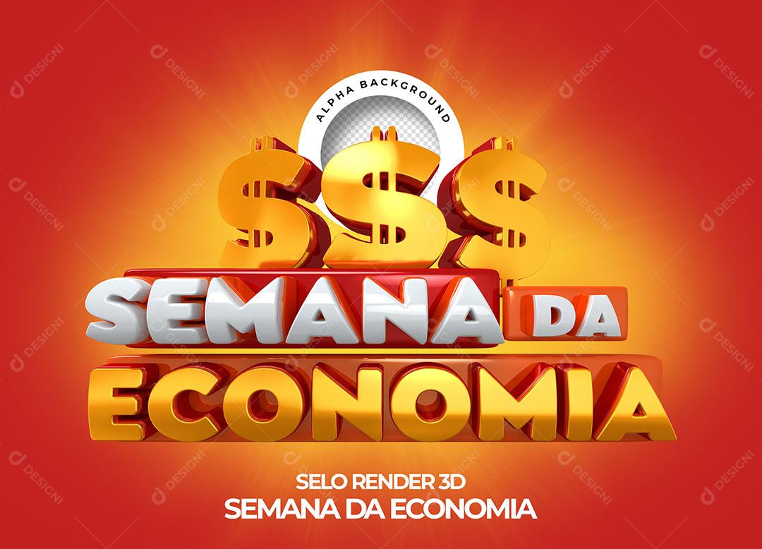 Semana da Economia Selo 3D Para Composição PNG Transparente