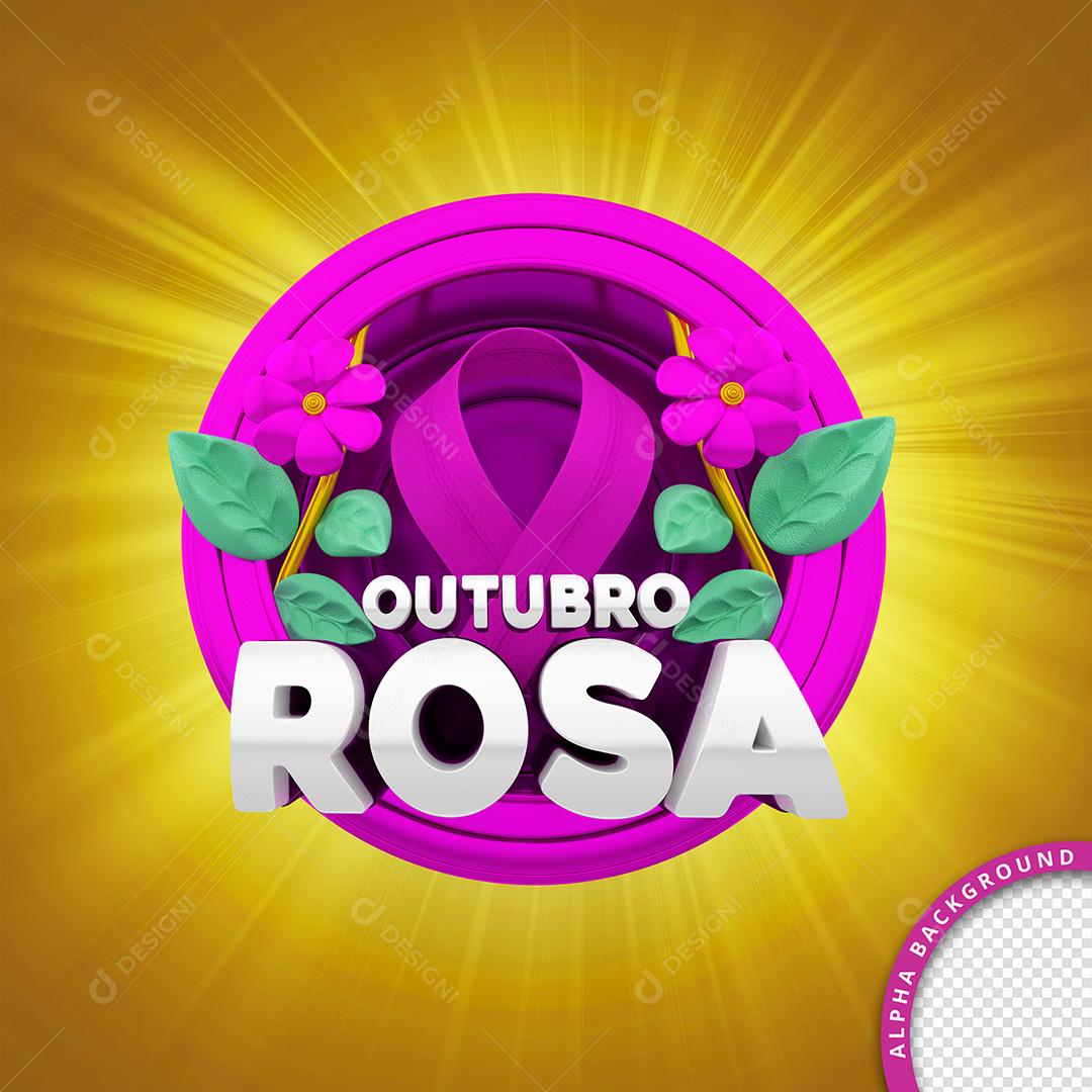 Selo 3D para Composição Outubro Rosa PSD