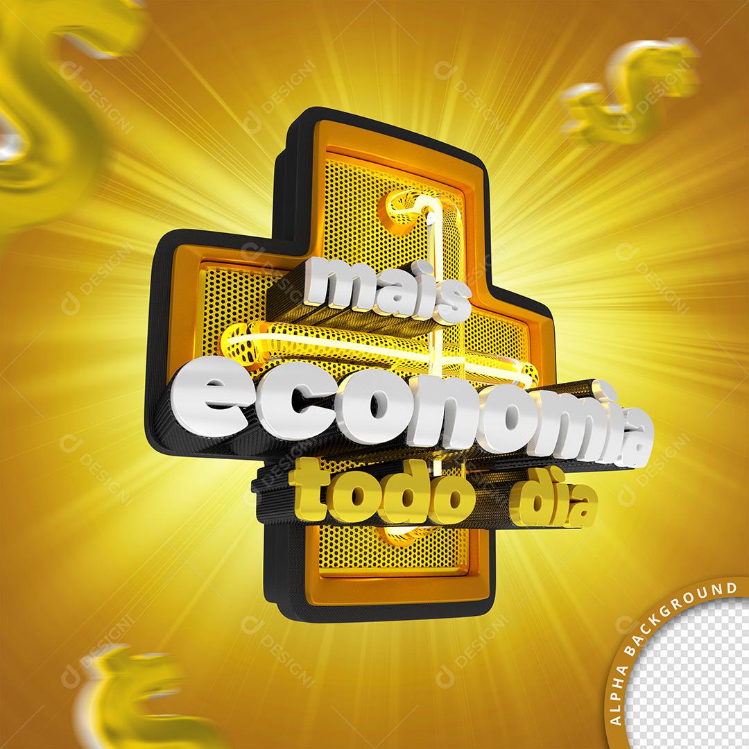 Selo 3D para Composição Mais Economia Todo Dia PSD