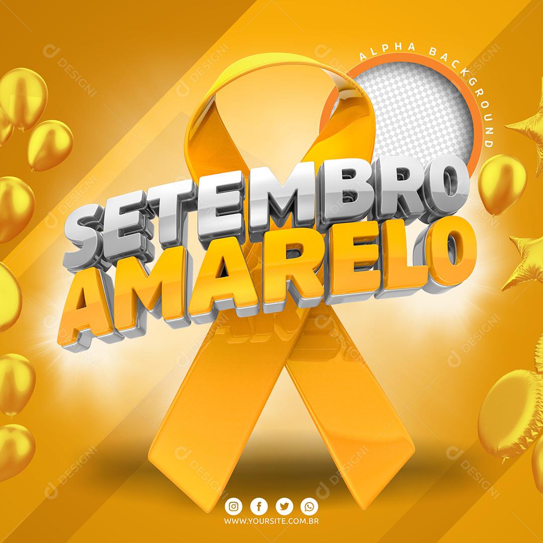 Selo 3D para Composição Setembro Amarelo PSD