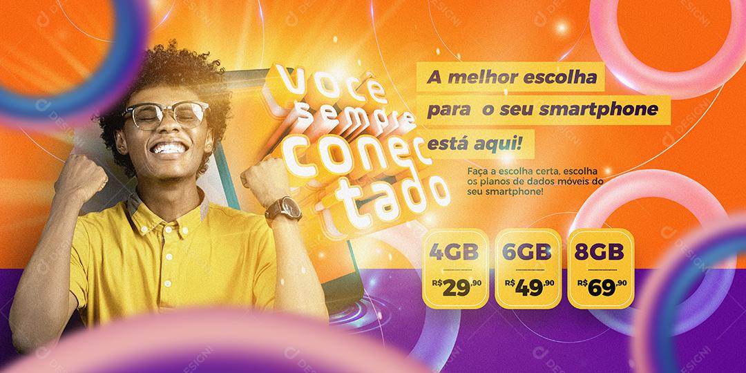 Post Banner Internet Você Sempre Conectado Planos de Internet Social Media PSD Editável