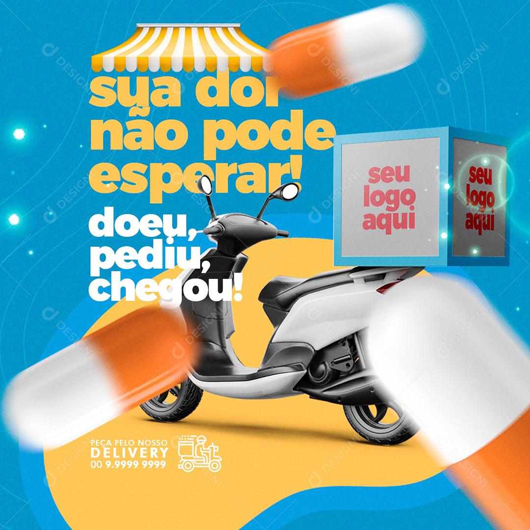 Post Feed Farmácia Sua Dor Não Pode Esperar Social Media PSD Editável