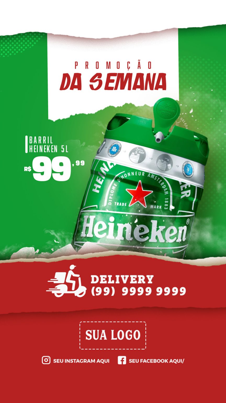 Post Story Distribuidora Promoção da Semana Barril de Cerveja Social Media PSD Editável