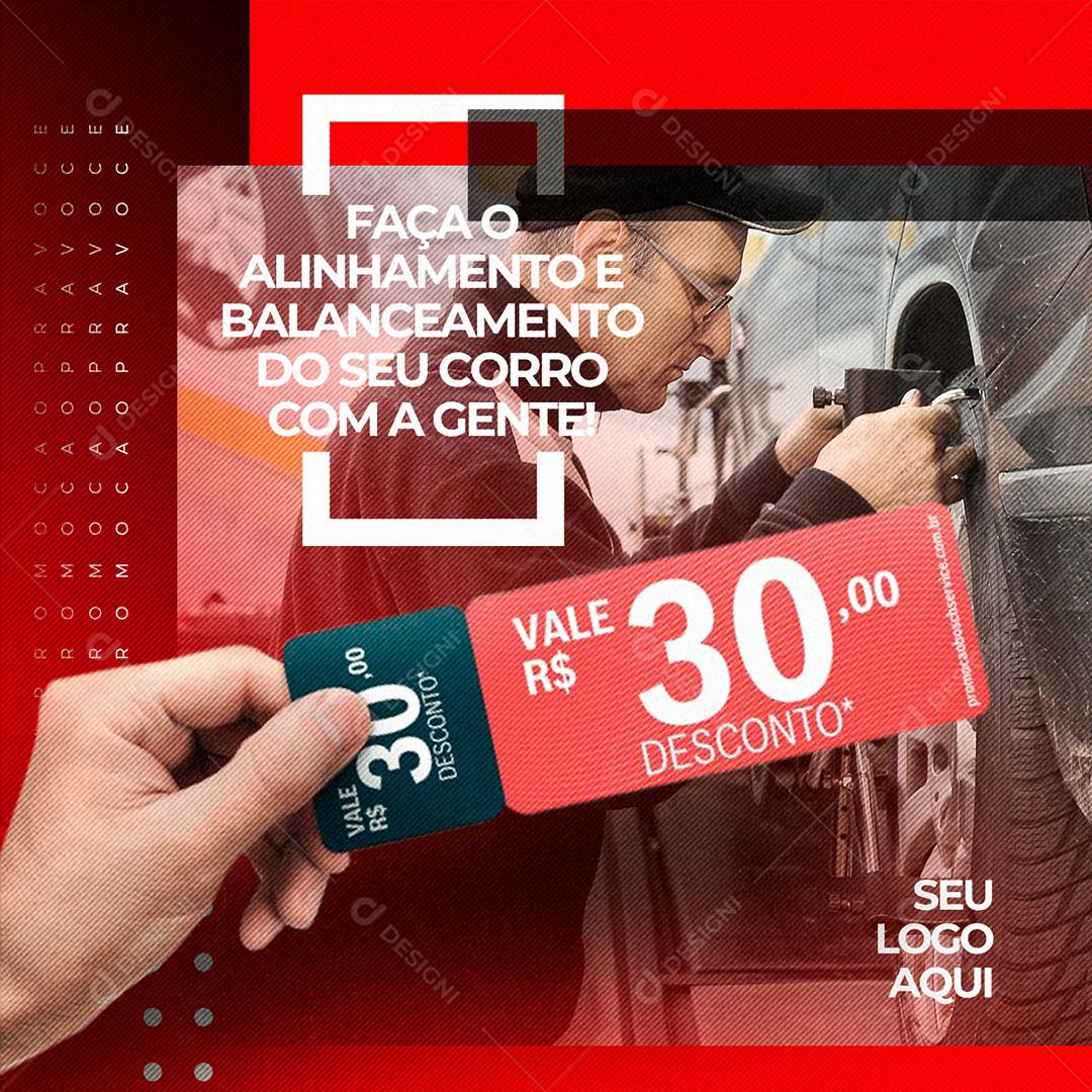 Post Feed Oficina Mecânica Faça o Alinhamento  e Balanceamento Social Media PSD Editável