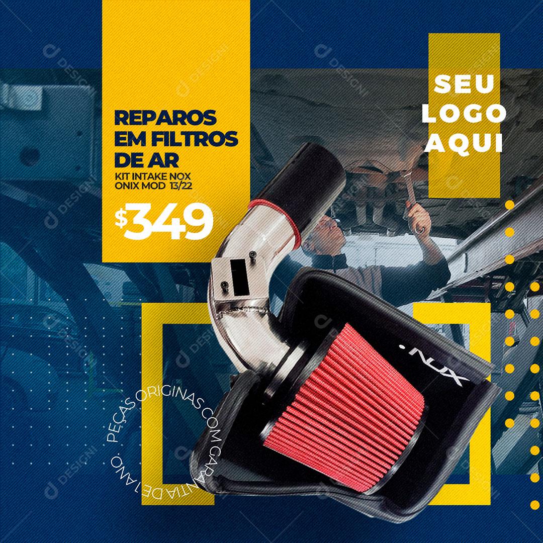 Post Feed Oficina Mecânica Reparos de Filtros de Ar Social Media PSD Editável