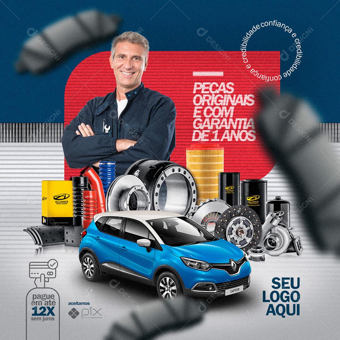 Post Feed  Oficina Mecânica Peças Originais Com Garantia Social Media PSD Editável
