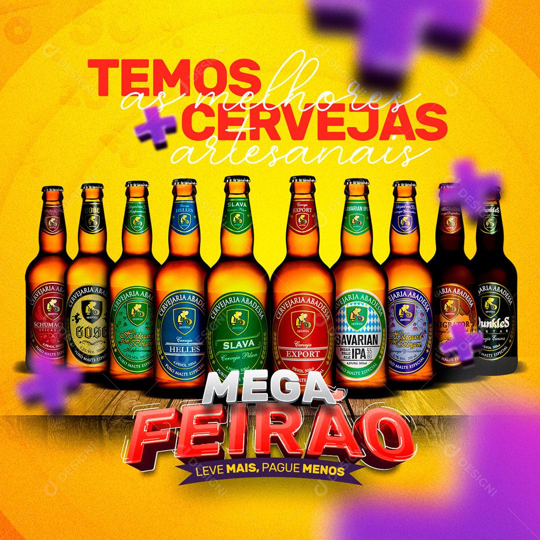 Post Feed Distribuidora Mega Feirão Temos Cerveja Social Media PSD Editável