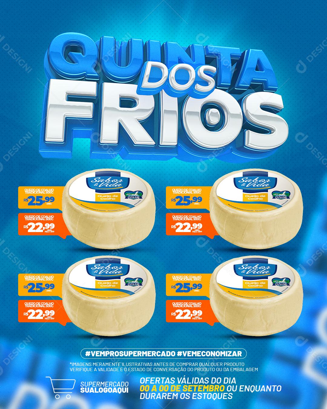 Encarte Supermercado Quinta Dos Frios Produtos Social Media PSD Editável